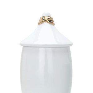 Homeroots 13" Elegant White And Gold Abstract Ceramic Ginger Jar - Chic Decorative Accent For Any Space  Ceramic 571576