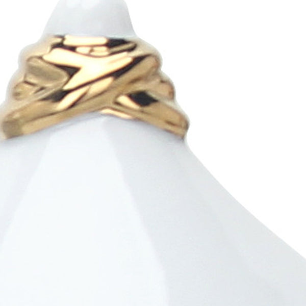 Homeroots 13" Elegant White And Gold Abstract Ceramic Ginger Jar - Chic Decorative Accent For Any Space  Ceramic 571576