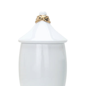 Homeroots 16" White And Gold Abstract Urn Ceramic Ginger Jar  Ceramic 571577