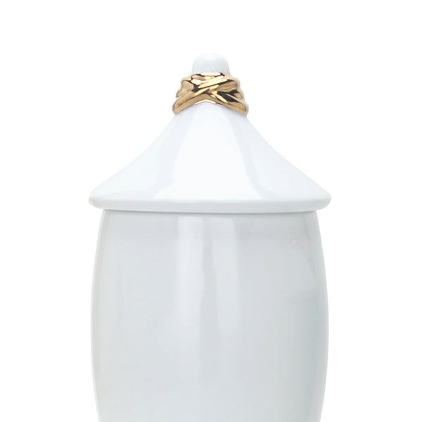 Homeroots 16" White And Gold Abstract Urn Ceramic Ginger Jar  Ceramic 571577