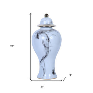 Homeroots 19" White And Gray Abstract Amphora Ceramic Ginger Jar  Ceramic 571592