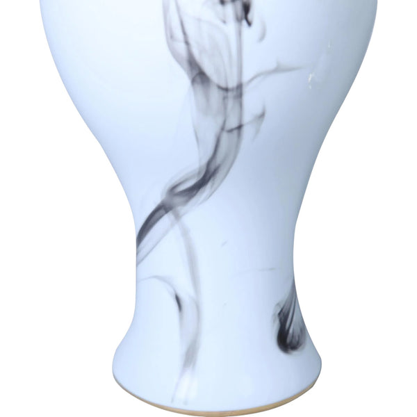 Homeroots 19" White And Gray Abstract Amphora Ceramic Ginger Jar  Ceramic 571592