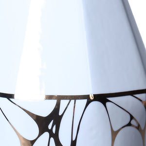 Homeroots 13" White And Gold Abstract Cylinder Ceramic Table Vase  Ceramic 571594