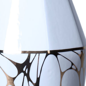 Homeroots 13" White And Gold Abstract Cylinder Ceramic Table Vase  Ceramic 571594