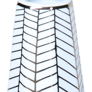 Homeroots 10" White And Gold Geometric Cylinder Ceramic Table Vase - Modern Elegance For Any Decor Style  Ceramic 571595