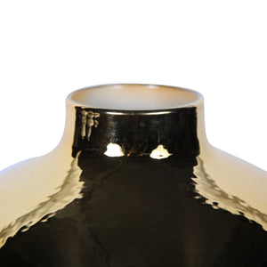 Homeroots 20" White Green And Gold Abstract Trumpet Ceramic Table Vase  Ceramic 571596