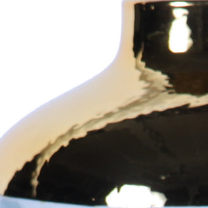 Homeroots 20" White Green And Gold Abstract Trumpet Ceramic Table Vase  Ceramic 571596