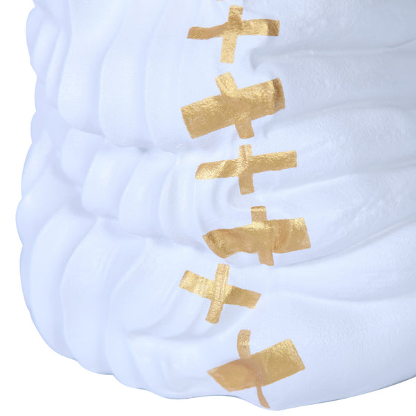 Homeroots 20" White And Gold Abstract Ceramic Table Vase With Sculptural Details  Ceramic 571598