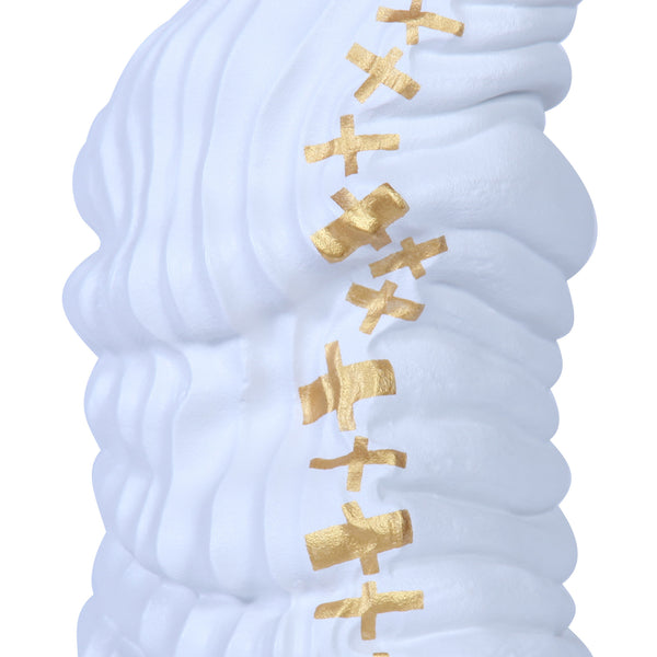 Homeroots 20" White And Gold Abstract Ceramic Table Vase With Sculptural Details  Ceramic 571598