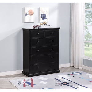 English Elm Anzio Six Drawer Tall Chest Matte Finish Modern Storage for Small Bedroom Spaces Black B062P451784