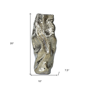 Homeroots 20" Gold Abstract Ceramic Table Vase  Ceramic 571600