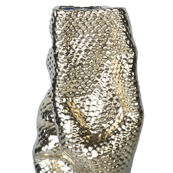 Homeroots 20" Gold Abstract Ceramic Table Vase  Ceramic 571600