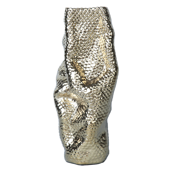 Homeroots 20" Gold Abstract Ceramic Table Vase  Ceramic 571600