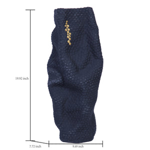 Homeroots 20" Navy Blue And Gold Abstract Ceramic Table Vase  Ceramic 571601