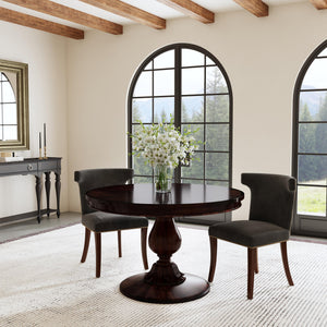 Butler Specialty Evie Round Wood Pedestal Dining Table - Timeless Elegance For Family Gatherings And Chic Interiors Dark Brown Poplar Wood,Cherry Veneer,Resin,Mdf 5716024-butler