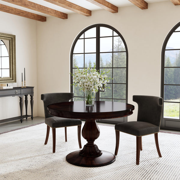 Butler Specialty Evie Round Wood Pedestal Dining Table - Timeless Elegance For Family Gatherings And Chic Interiors Dark Brown Poplar Wood,Cherry Veneer,Resin,Mdf 5716024-butler