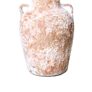 Homeroots 12" Terracotta And White Abstract Amphora Ceramic Table Vase  Ceramic 571607