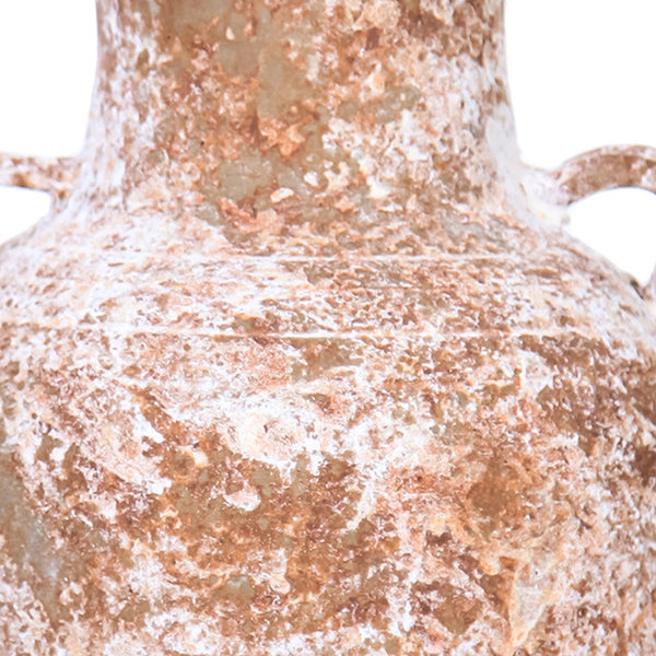 Homeroots 12" Terracotta And White Abstract Amphora Ceramic Table Vase  Ceramic 571607