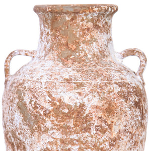 Homeroots 12" Terracotta And White Abstract Amphora Ceramic Table Vase  Ceramic 571607