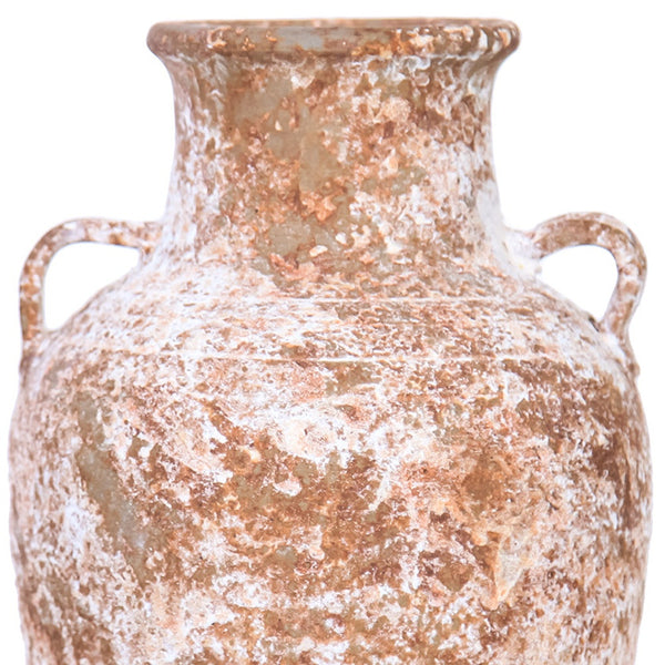 Homeroots 12" Terracotta And White Abstract Amphora Ceramic Table Vase  Ceramic 571607