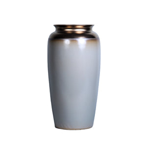 Homeroots 21" Gray And Gold Ombre Cylinder Ceramic Table Vase  Ceramic 571608
