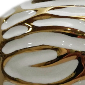 Homeroots 13" White And Gold Abstract Urn Ceramic Ginger Jar  Ceramic 571612