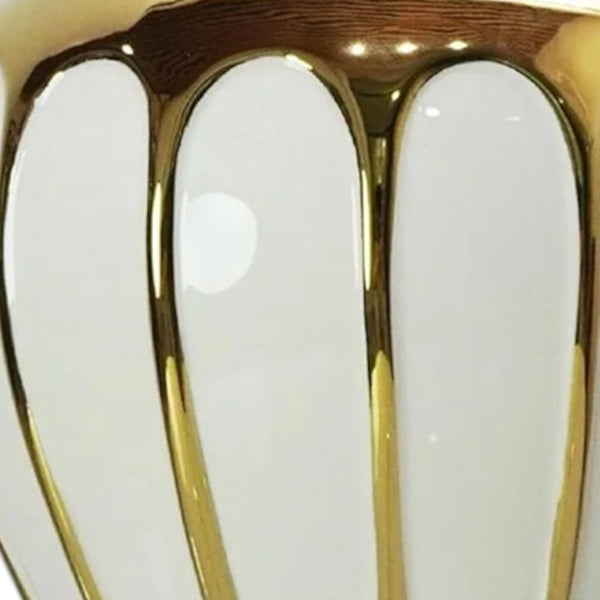 Homeroots 13" White And Gold Abstract Urn Ceramic Ginger Jar  Ceramic 571616