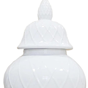 Homeroots 21" White Geometric Urn Ceramic Ginger Jar  Ceramic 571617