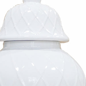Homeroots 17" White Geometric Urn Ceramic Ginger Jar  Ceramic 571618