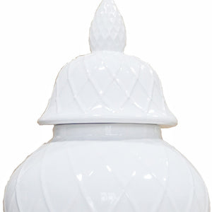 Homeroots 17" White Geometric Urn Ceramic Ginger Jar  Ceramic 571618