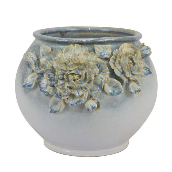 English Elm Lyna Glossy Ceramic Planter Set Speckled Glaze Rounded Form for Indoor Shelves B056P416956