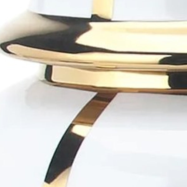 Homeroots 19" White And Gold Striped Urn Ceramic Ginger Jar  Ceramic 571628