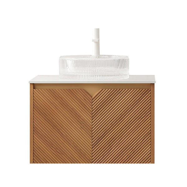 English Elm Dina Floating Bathroom Vanity with Sintered Stone Top and Crystal Glass Basin W2615S00649
