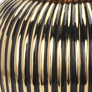 Homeroots 12" Black And Gold Striped Urn Ceramic Ginger Jar - Chic Decorative Accent For Modern Interiors  Ceramic 571631