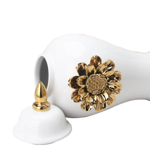 Homeroots 19" White And Gold Urn Ceramic Ginger Jar With Sculptural Details  Ceramic 571635