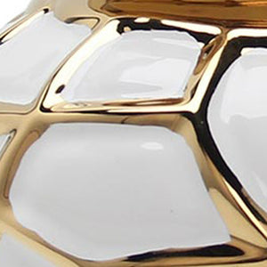 Homeroots 13" Gold And White Abstract Geo Ceramic Ginger Jar - Stylish Home Decor Accent And Storage Solution  Ceramic 571643