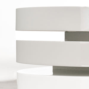 English Elm Christopher Knight Home® - MODERNESQUE Oval Rotating Coffee Table with 3-Tier Swivel Surfaces, Plywood Build, Sleek Modern Functionality Gloss White N758P245072W