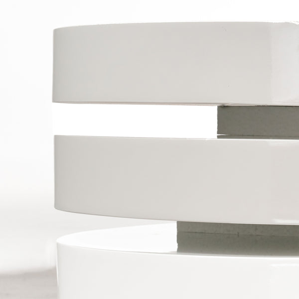 English Elm Christopher Knight Home® - MODERNESQUE Oval Rotating Coffee Table with 3-Tier Swivel Surfaces, Plywood Build, Sleek Modern Functionality Gloss White N758P245072W