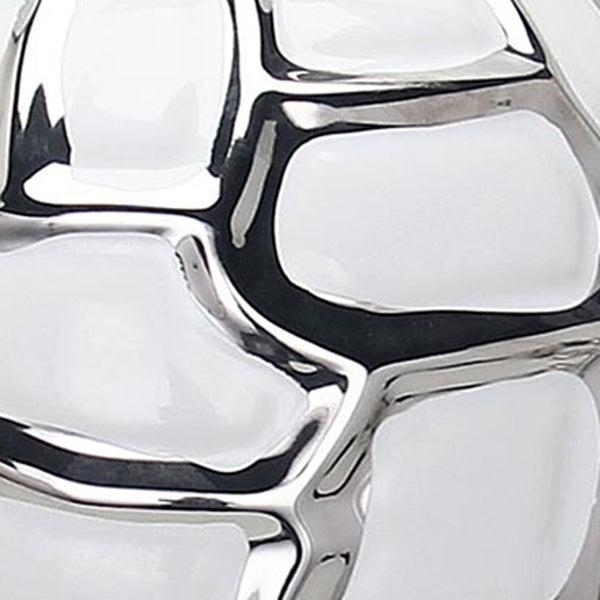 Homeroots 20" White And Silver Abstract Geo Ceramic Ginger Jar - Chic Decor Accent For Modern Interiors  Ceramic 571648