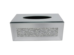 Homeroots Silver Mirrored Glass Bling Tissue Box Cover  Mirrored Glass 571651