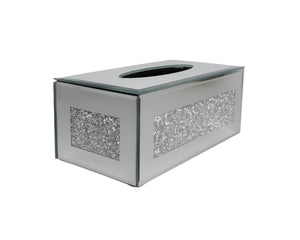 Homeroots Silver Mirrored Glass Bling Tissue Box Cover  Mirrored Glass 571651