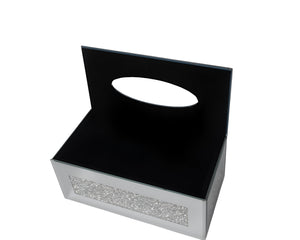 Homeroots Silver Mirrored Glass Bling Tissue Box Cover  Mirrored Glass 571651