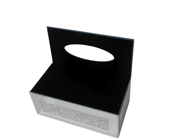 Homeroots Silver Mirrored Glass Bling Tissue Box Cover  Mirrored Glass 571651