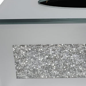 Homeroots Silver Mirrored Glass Bling Tissue Box Cover  Mirrored Glass 571651
