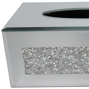 Homeroots Silver Mirrored Glass Bling Tissue Box Cover  Mirrored Glass 571651