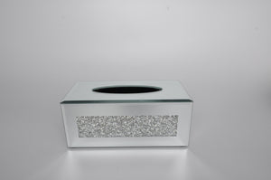 Homeroots Silver Mirrored Glass Bling Tissue Box Cover  Mirrored Glass 571651