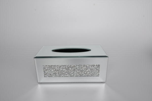 Homeroots Silver Mirrored Glass Bling Tissue Box Cover  Mirrored Glass 571651