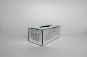 Homeroots Silver Mirrored Glass Bling Tissue Box Cover  Mirrored Glass 571651