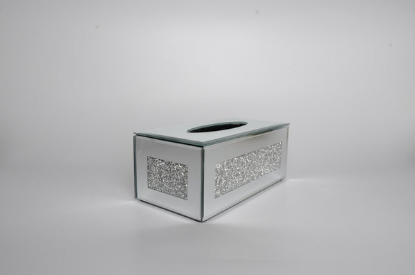 Homeroots Silver Mirrored Glass Bling Tissue Box Cover  Mirrored Glass 571651