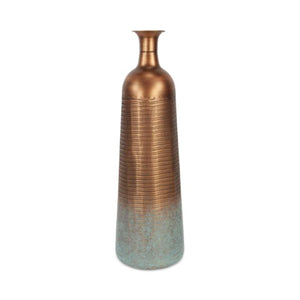 Homeroots 28" Stunning Copper And Teal Abstract Tapered Metal Floor Vase - Artisanal Home Decor Accent Piece  Metal 571653